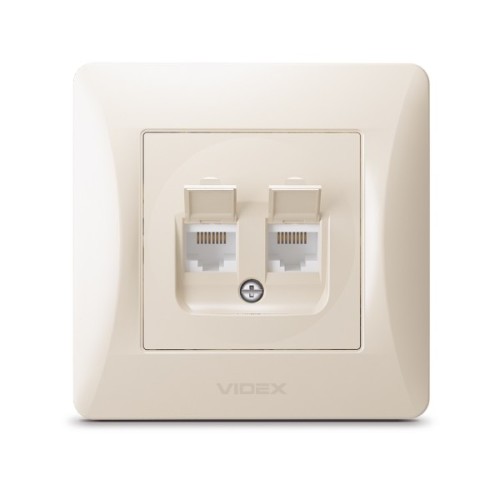 Комп'ютерна розетка Videx BINERA CAT6 + CAT6 подвійна кремова (VF-BNSK2PC6-CR)