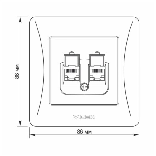 Комп'ютерна розетка Videx BINERA CAT6 + CAT6 подвійна кремова (VF-BNSK2PC6-CR)