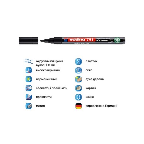 Маркер Edding Paint e-791 1-2 мм круглий чорний (e-791/01n)