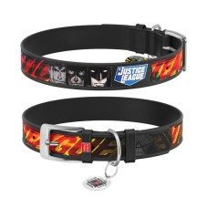 Нашийник для тварин WAUDOG Design з QR паспортом "Ліга справедливості" Ш 15 мм Д 26-35 см чорний (0015-1010-01)