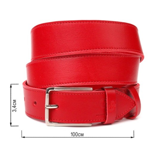 Ремінь Grande Pelle Жіночий під джинси з натуральної шкіри Червоний (21455)
