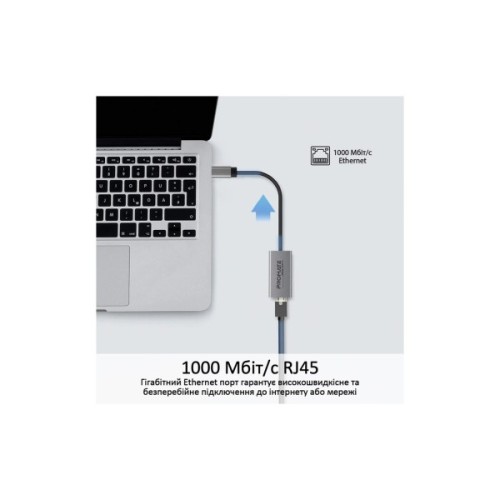 Адаптер Promate USB-C to RJ45 Ethernet 1000Mbps grey (gigaLink-c.grey)
