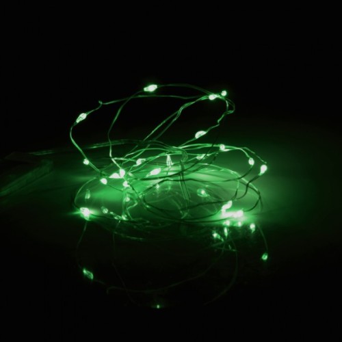 Гірлянда YES! Fun Нитка на мідному дроті 20 LED Зелена 2 м Статична На батарейках (975026)