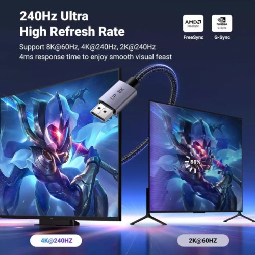 Кабель мультимедійний DisplayPort M to DisplayPort M 5.0m 8K60Hz 32.4Gbps black Ugreen (45039)