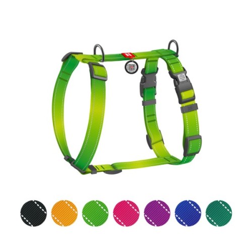 Шлея для собак WAUDOG Nylon Mono H-подібна з QR паспортом, світловідбивна, М салатова (54575)