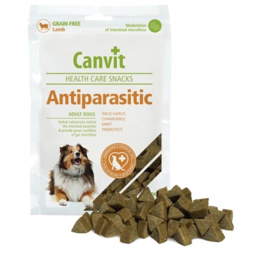 Ласощі для собак Canvit Antiparasitic для профілактики проблем з кишковим трактом 200 г (8595602508815)