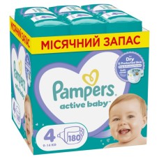 Підгузки Pampers Active Baby Maxi Розмір 4 (9-14 кг), 180 шт. (8006540032725)
