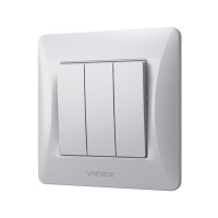 Вимикач Videx BINERA 3кл срібний шовк (VF-BNSW3-SS)