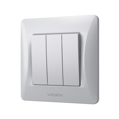 Вимикач Videx BINERA 3кл срібний шовк (VF-BNSW3-SS)