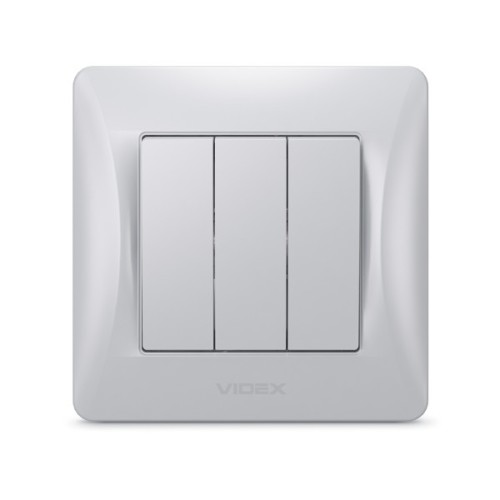 Вимикач Videx BINERA 3кл срібний шовк (VF-BNSW3-SS)
