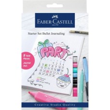 Лайнер Faber-Castell набір капілярних ручок Starter set Bullet Journaling 9 предметів + скетчбук в точку (29104)