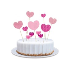 Свічка Maxi 4 шт. 7 топерів з паперовими серцями на торт (MX382)