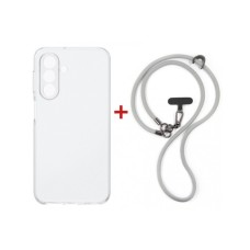 Чохол до мобільного телефона Dengos Case + Cross-body Strap Samsung Galaxy A37 Clear+Grey (DG-KM-CCRB-05)