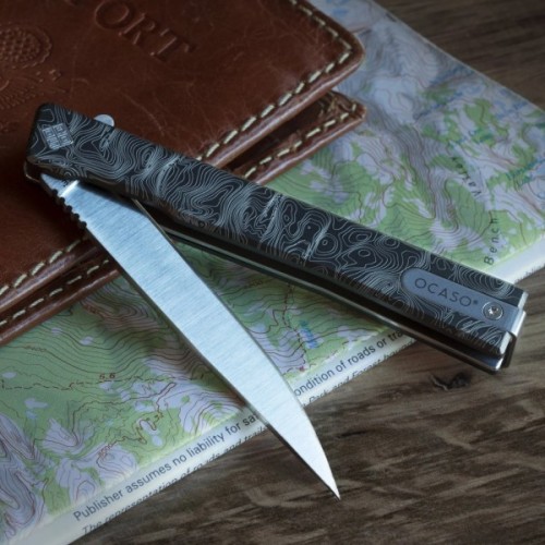 Ніж Ocaso Solstice, Engraved titanium, Topo Pattern, Satin (10ETS)