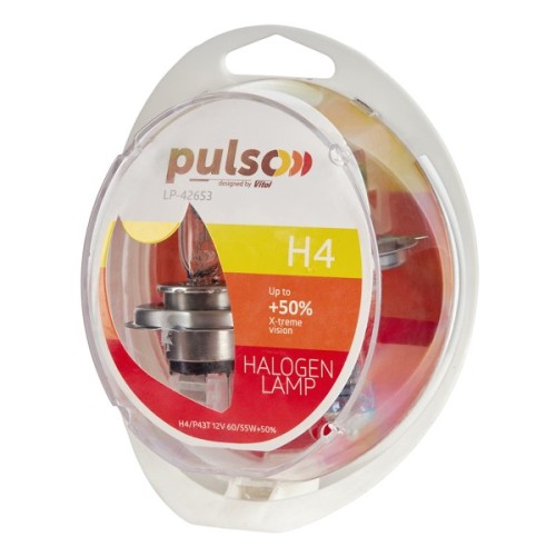 Автолампа PULSO H4/P43T 12v60/55w+50 X-treme Vision/plastic box (LP-42653)