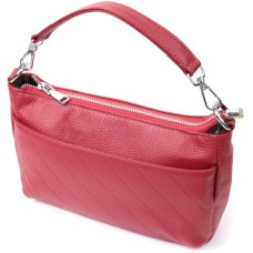 Сумка Vintage Жіноча середнього розміру на три відділення із натуральної шкіри Червона (22803)