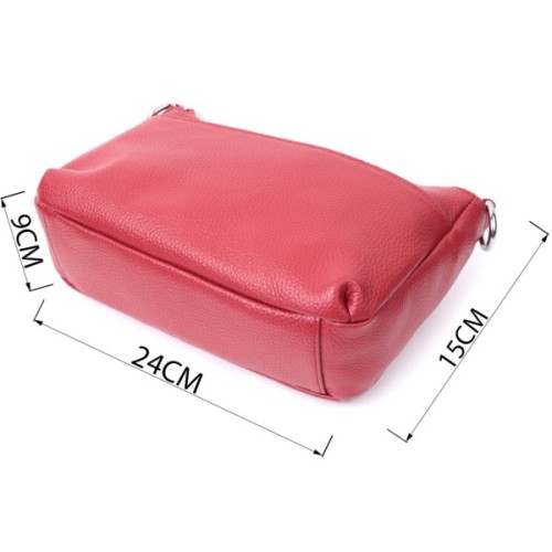 Сумка Vintage Жіноча середнього розміру на три відділення із натуральної шкіри Червона (22803)