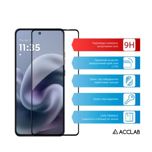 Скло захисне ACCLAB Full Glue ESD Moto G86 Black (1283126627590)