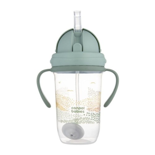 Поїльник-непроливайка Canpol babies MOUNTAINS з трубочкою і обтяжувачем, 270 мл, зелена (56/620_gre)