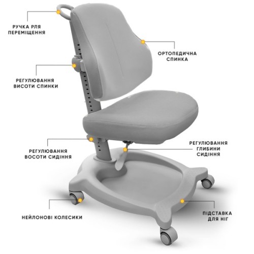 Дитяче крісло ErgoKids GT Y-402 ortopedic grey (Y-402 G)