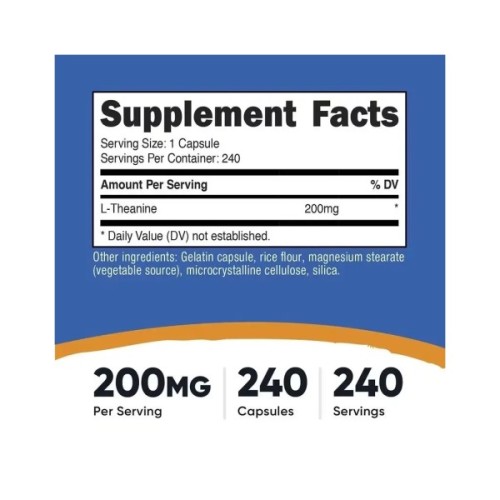 Вітамінно-мінеральний комплекс Nutricost L-теанін, 200 мг, L-Theanine, 240 капсул (NCS67936)