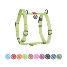 Шлея для собак WAUDOG Н-подібна Re-cotton з QR паспортом, світловідбивна S салатова (25915)