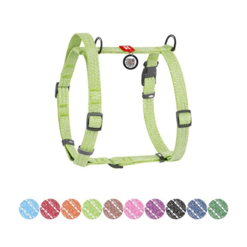 Шлея для собак WAUDOG Н-подібна Re-cotton з QR паспортом, світловідбивна S салатова (25915)