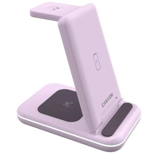 Зарядний пристрій Canyon WS-304 Foldable 3in1 Wireless charger Iced Pink (CNS-WCS304IP)