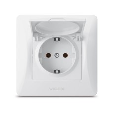 Розетка Videx BINERA 1ая із заземленням і кришкою (VF-BNSK)