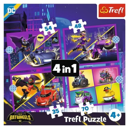 Пазл Trefl Batwheels Зустрічайте Batwheels 4 в 1 (35, 48, 54, 70) (5900511346589)