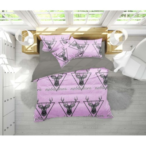 Постільна білизна MirSon Бязь 17-0516 Noble deers pink Євро (2200003644388)