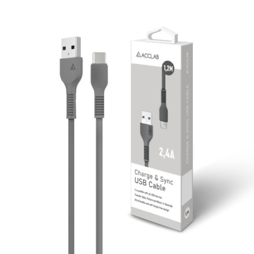 Дата кабель USB 2.0 AM to USB-C 1.2m Black ACCLAB (1283126518232)