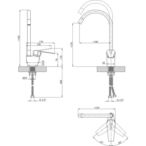 Змішувач Kroner Odra-C032BLK (CV021167)