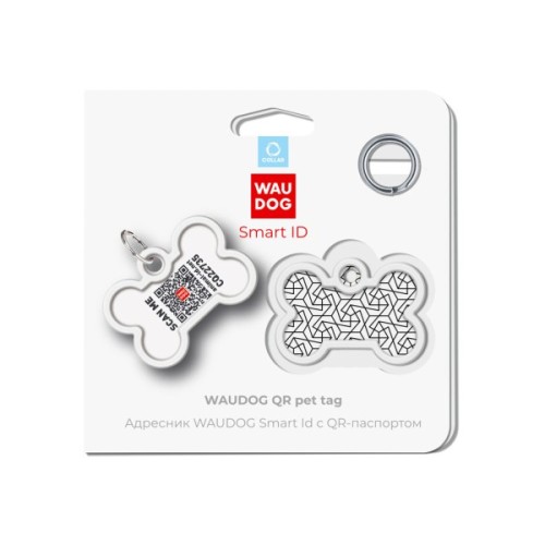 Адресник для тварин WAUDOG Smart ID з QR паспортом "Геометрія", кістка 40х28 мм (0640-0202)