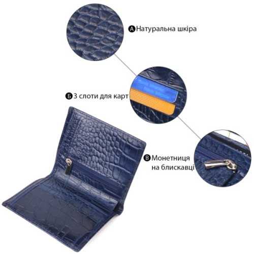 Портмоне Canpellini З натуральної шкіри Синє (21499)