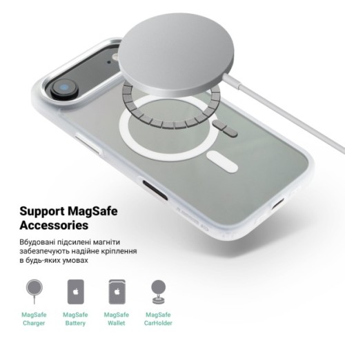 Чохол до мобільного телефона Armorstandart Unit MagCase Apple iPhone 17 Air Clear Silver + Pink Button Set (ARM90584)