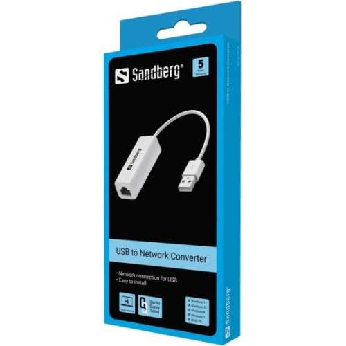 Перехідник USB 2.0 AM to RJ45 Ethernet 1000Mbps Sandberg (133-78)
