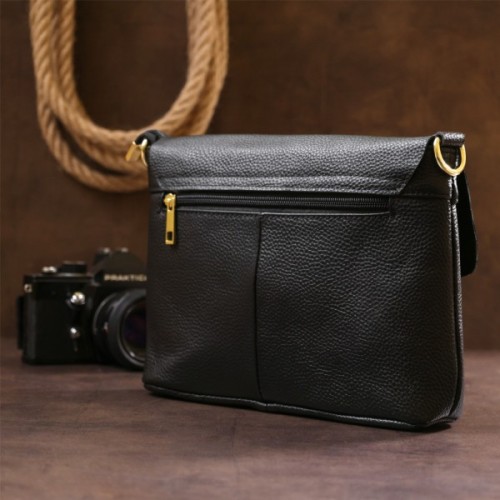 Сумка Vintage Шкіряна жіноча Чорна (20685)