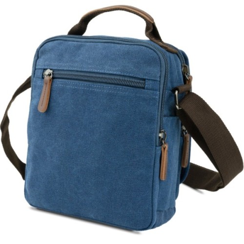 Сумка Vintage Текстильна чоловіча на два відділення Синя (20201)