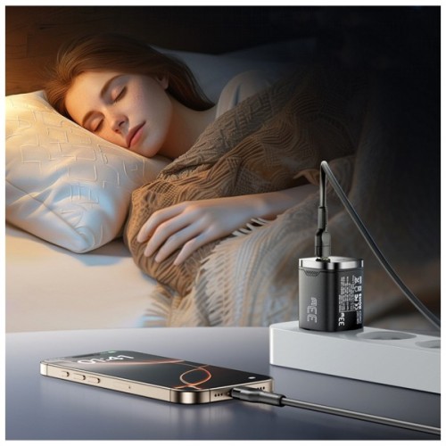 Зарядний пристрій 1xUSB-C + 1xUSB 33W GaN black Essager (ECT33W-GMB01-Z)