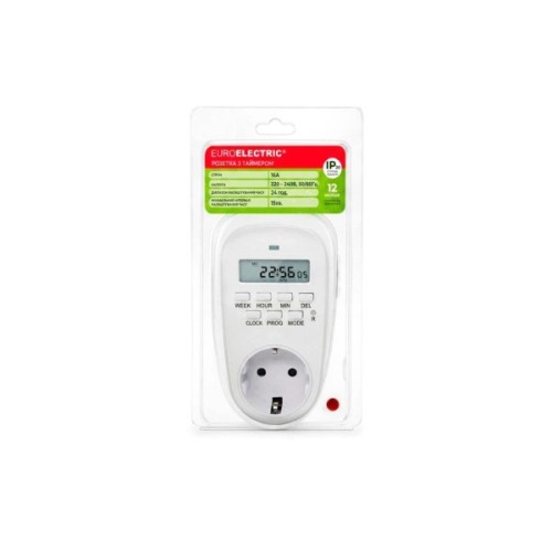 Таймер-розетка EUROELECTRIC 16A/3600W 7дн, White (ST-16A/3,60kW(E))