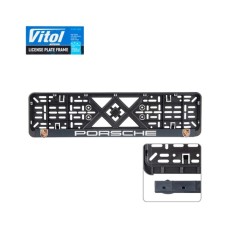Рамка номерного знака Vitol з рельєфним написом PORSCHE (RN-VCH-15650-SR-PR)