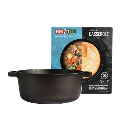 Каструля Brizoll чавунна без кришки 4 л (P-4L)