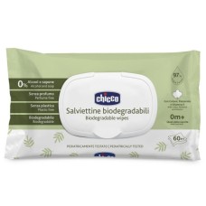 Дитячі вологі серветки Chicco м`які очищаючі, біорозкладні, 60 шт (12050.70)