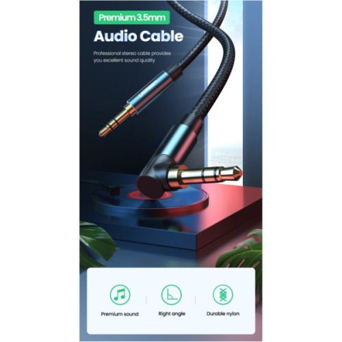 Кабель мультимедійний 3.5mm M to 3.5mm M 1.0m 90° corner AV112 blue Ugreen (60179)