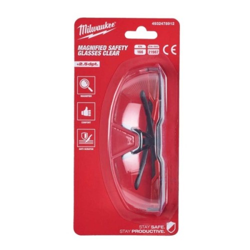 Захисні окуляри Milwaukee із зоною корекції, +2.5, прозорі (4932478912)