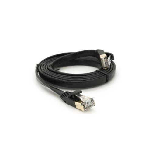 Патч-корд 1.5м UTP cat.7, CU, RJ45, плоский, black Weepda (PCMF-CU7/1.5Bk)