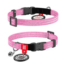 Нашийник для тварин WAUDOG Re-cotton з QR паспортом, пластиковий фастекс XS рожевий (16427)