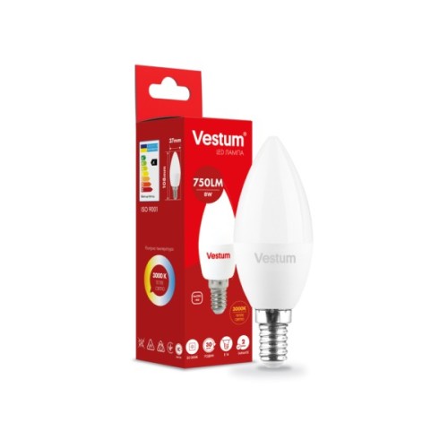 Лампочка Vestum С37 8W 3000K 220V E14 (1-VS-1312)