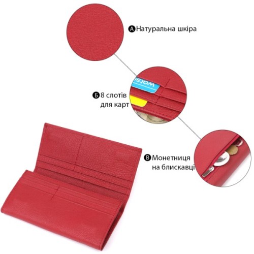 Гаманець ST Leather З натуральної шкіри Червоний (23087)